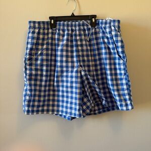 🌊 Men’s Columbia Blue & White Plaid Swim Trunks – Size XXL 🌊